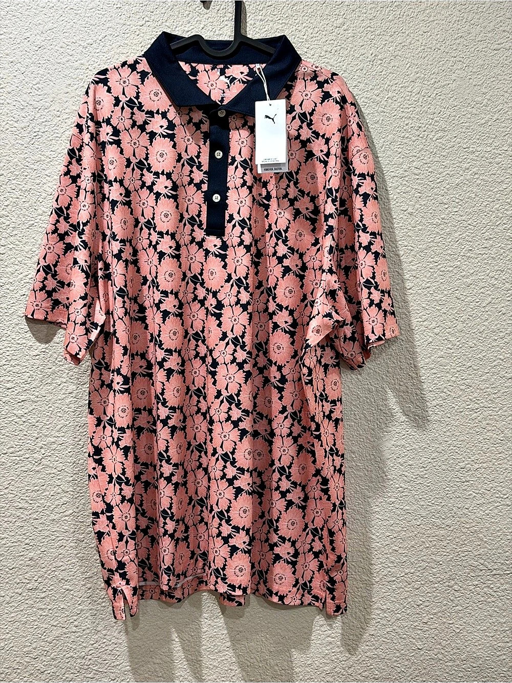 Puma Flower Fields Polo Floral Pink & Blue Men’s XXL NWT